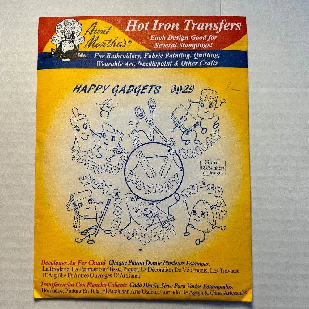 Aunt‎ Marthas Hot Iron Transfers #3929 Happy Gadgets/#3785 T Shirt Fun NOS
